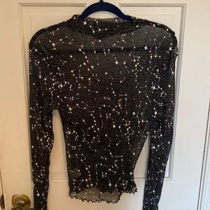 starry mesh turtleneck long sleeve